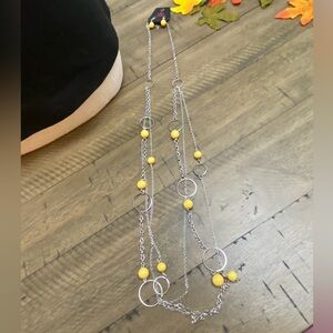 Paparazzi Necklace & Earrings Set (Yellow & Silver)